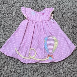 GoodLad Pink And White Polkadot Dress With A Hot air Balloon Size 2T
